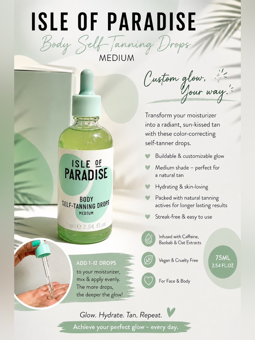 Isle of Paradise Body Self-Tanning Drops – Medium | 75mL / 2.54 fl oz